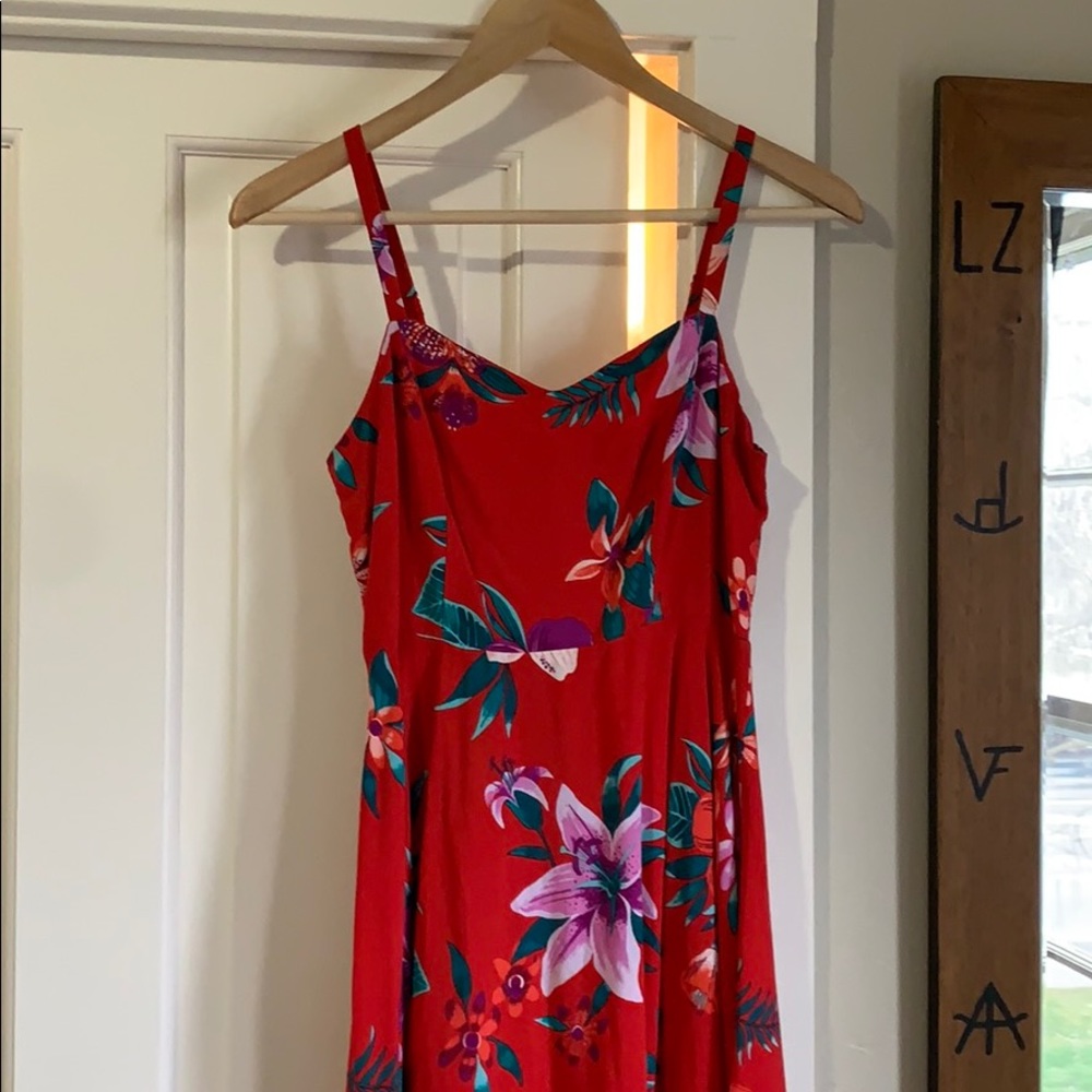 Red flora dress